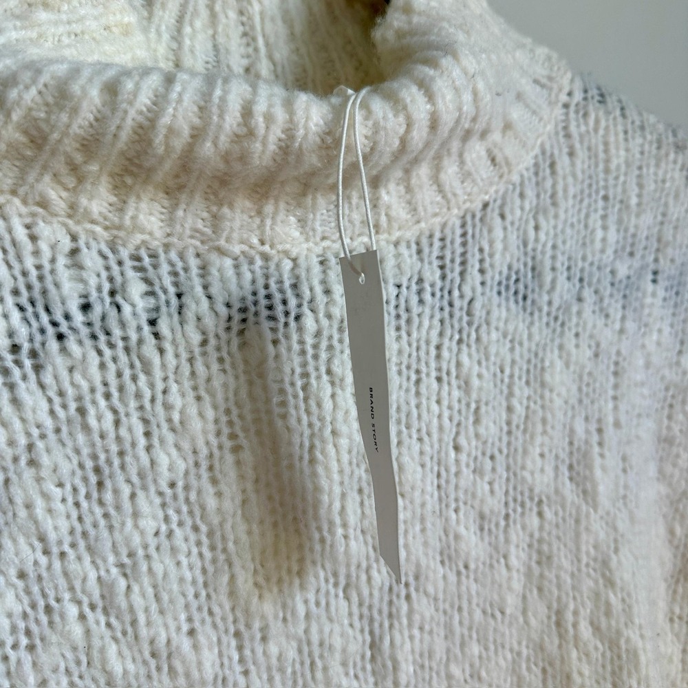 Vince Sweater Womens XS Ivory Wool Blend Mock Neck Ribbed‎ Chunky Knit NWT - Picture 10 of 10